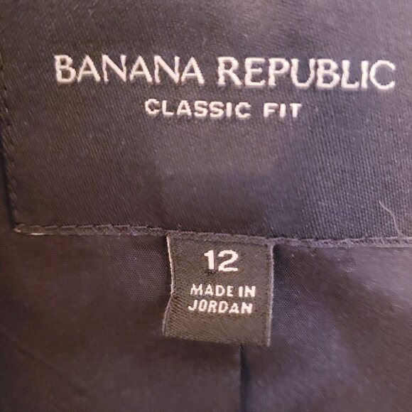 Banana Republic Classic Black Italian Wool WASHABLE Blazer Jacket Size 12 EUC - Picture 9 of 12